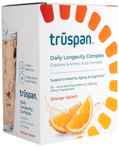 Individual Stick Packs Amino Acids Creatine Drink Mix  Truspan  Daily Longevity Complex Orange Splash